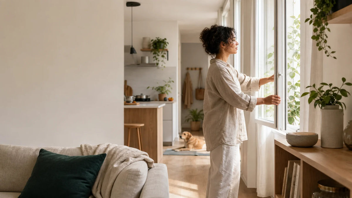 Intérieur français chaleureux avec une solution naturelle contre les mauvaises odeurs Image