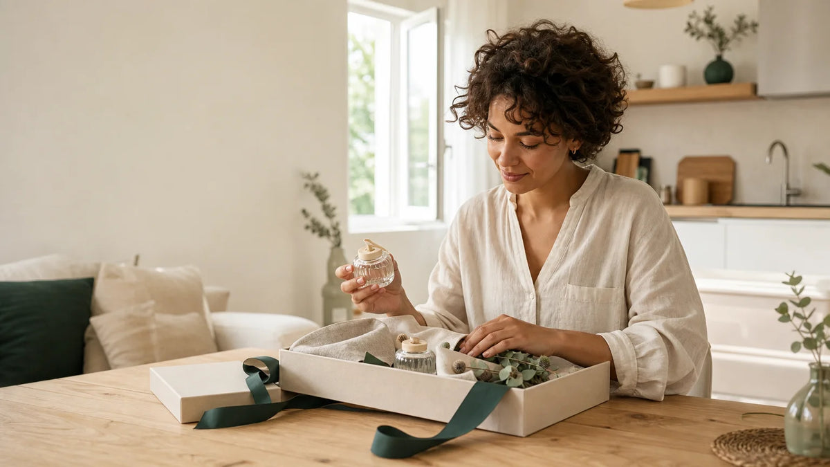 Coffret personnalisé avec diffuseur dans un intérieur français chaleureux Image