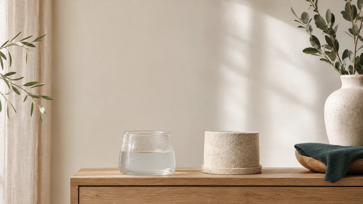 Comparaison entre une brume parfumée et un support de diffusion sèche dans un intérieur français