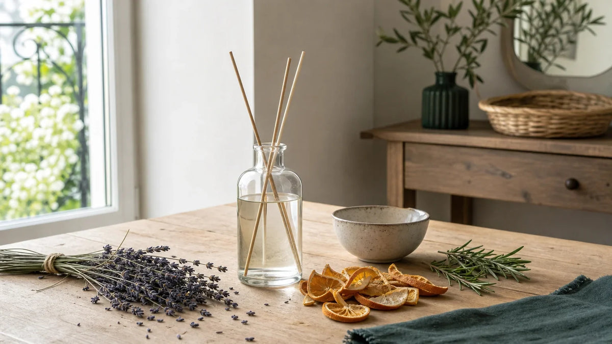 Composition naturelle pour fabriquer un parfum d’intérieur maison