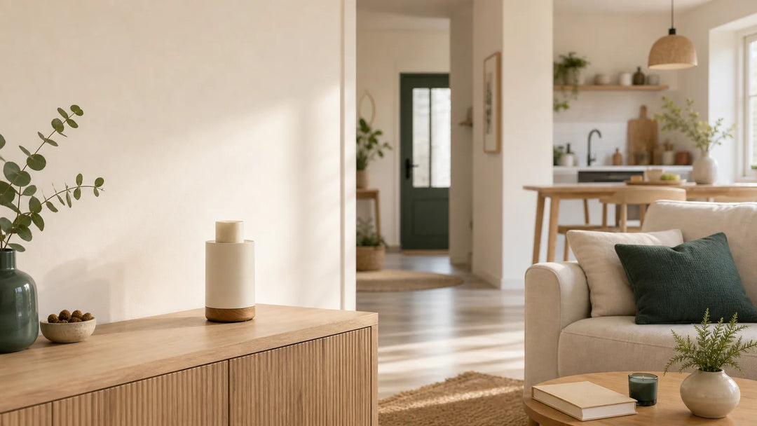 Intérieur français avec un diffuseur d’ambiance dans un espace ouvert