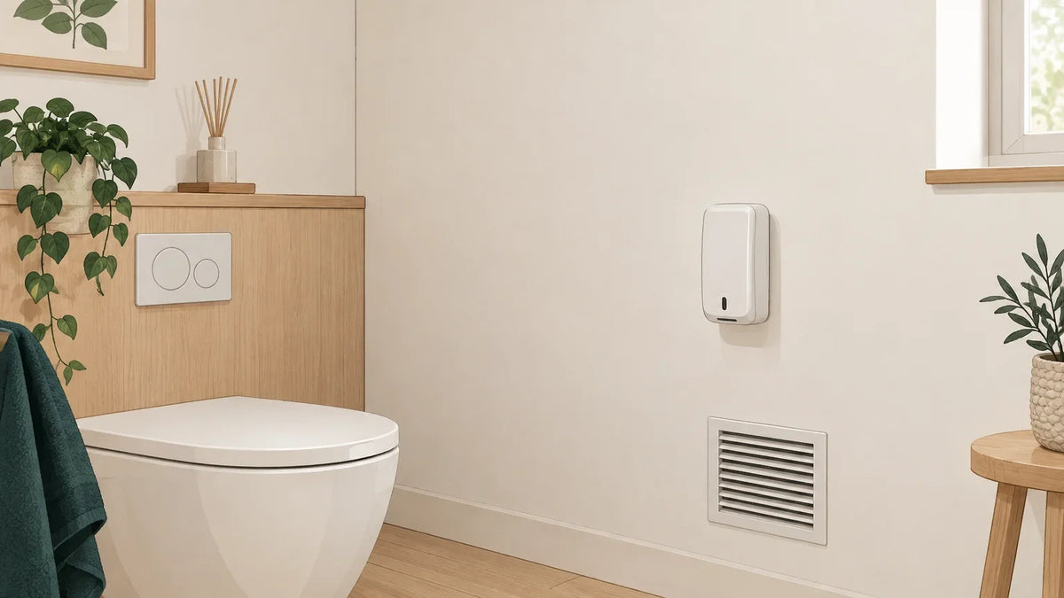 Distributeur automatique générique dans des toilettes lumineuses