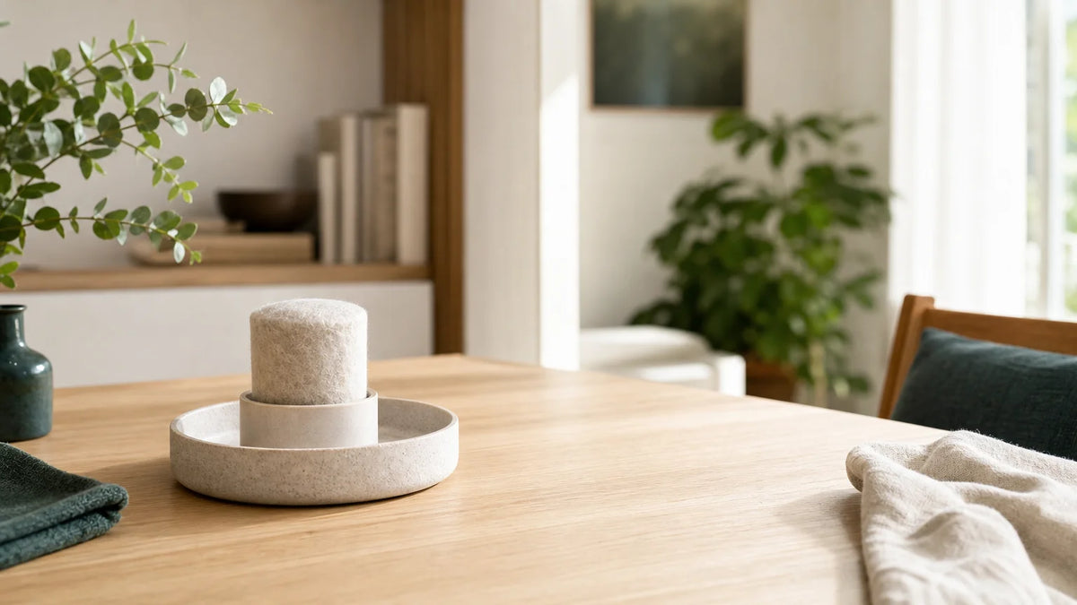 Intérieur chaleureux avec un diffuseur passif en feutre de laine